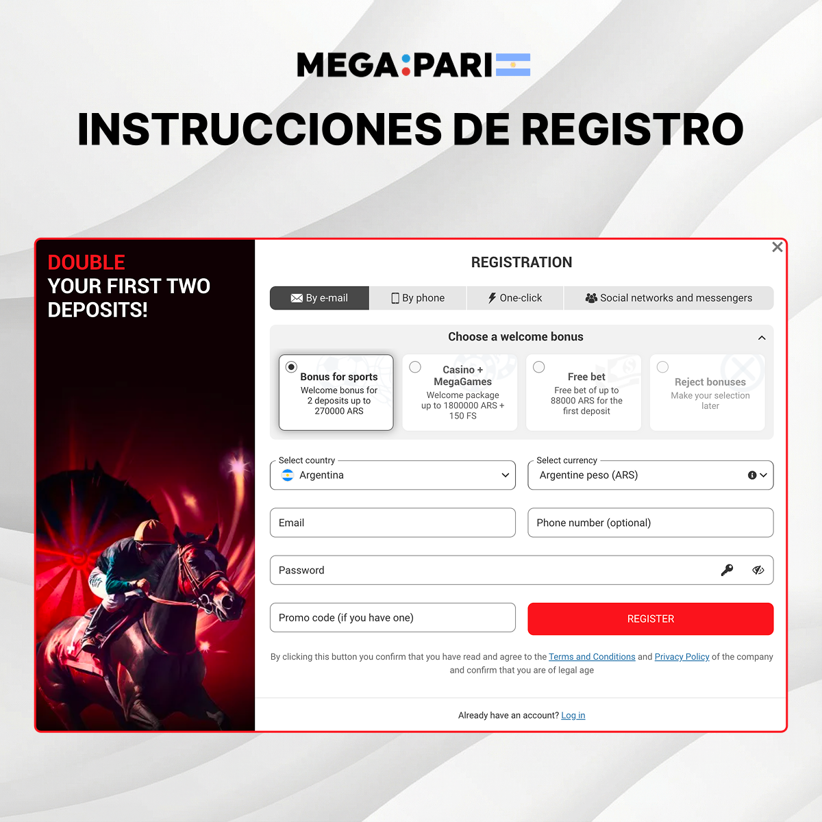 Cómo crear tu nueva cuenta MegaPari